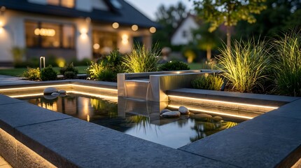 Obraz premium Fountain with LED Soft Evening Glow
