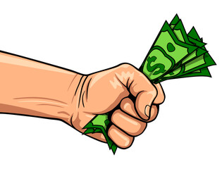 simple fist full of cash dollars money bills vector on transparent background take my money