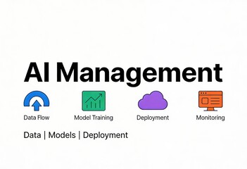 Fototapeta premium Comprehensive Overview of AI Management Strategies Emphasizing Data Flow Model Training Deployment and Continuous Monitoring for Innovative Solutions
