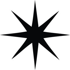 Obraz premium A black eight pointed star icon isolated on white background with sharp geometric edges