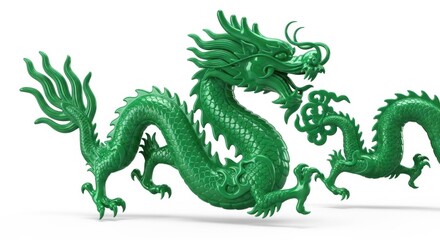 Obraz premium Majestic Green Chinese Dragon Statue