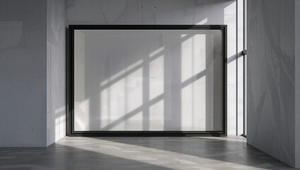 Fototapeta premium Large Empty Frame on Wall Creating Shadows During Bright Daylight in a Minimal Space