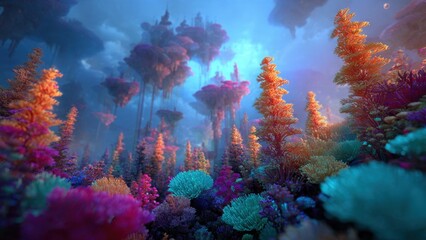 Vibrant underwater alien landscape