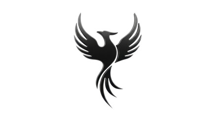 Fototapeta premium Elegant black phoenix rising wings
