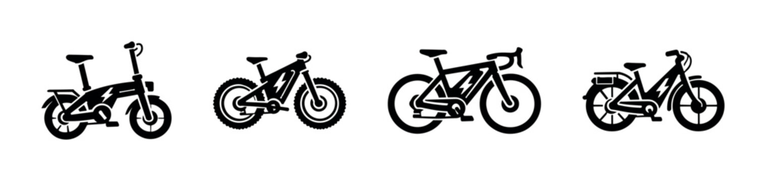 Set of electric bikes in different styles, flat vector illustration