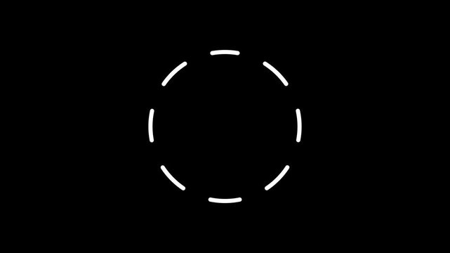 White dashed circle on black background. Minimalist geometric ring, loading indicator, or focus frame for UI and graphic design projects.
