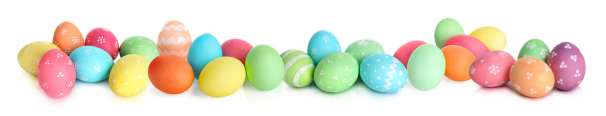 Obraz premium Easter eggs painted for holiday isolated on white, collection