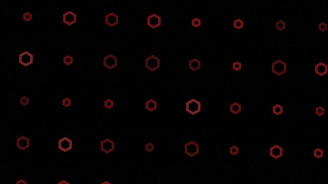 Animated red hexagons moving across black background

