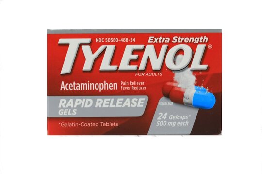 Tylenol (Acetaminophen) package for pain relief