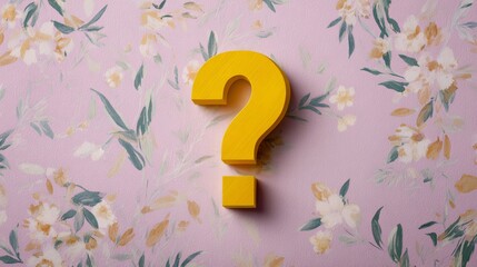 Yellow question mark is on a pink background