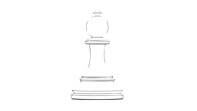 Elegant line drawing of a chess king piece on a minimalist chessboard.