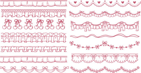 A collection of decorative elements including ribbons, flowers, and bunting displayed in a grid layout, showcasing various design elements and patterns. © NeoVector