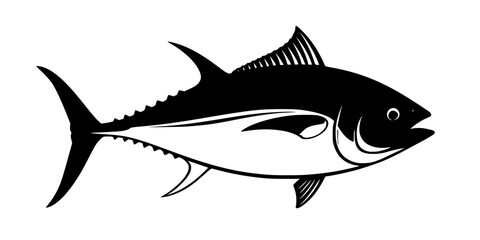 Fototapeta premium Tuna fish silhouette icon, tuna line art vector illustration silhouette of tuna black tuna silhouette 
