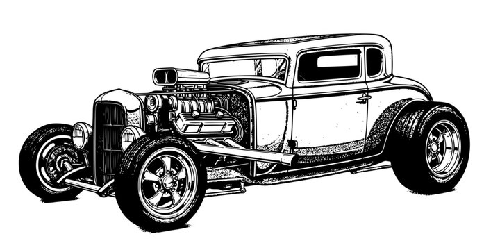 illustration of a vintage hot rod car
