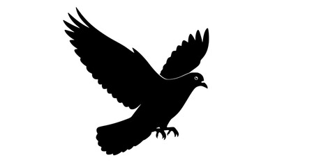 Fototapeta premium pigeon bird black silhouette vector, Simple silhouette Design vector icon with white background. Wild bird 