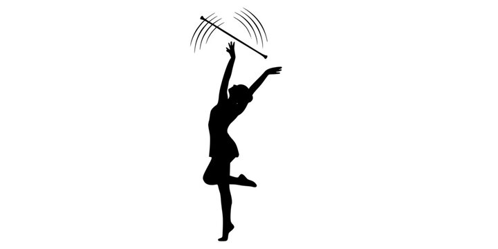 Baton Twirling Silhouette, Twirling, Sport Baton Silhouette

