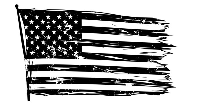 Distressed american flag, Distressed american flag silhouette, Distressed american flag vector illustration, Vintage american flag vector set
