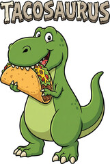 Tacosaurus Cartoon T-Rex Eating a Taco