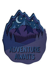 Adventure Awaits Night Mountain Paper Art