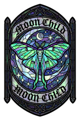 Moonlit Moth Stained Glass Emblem