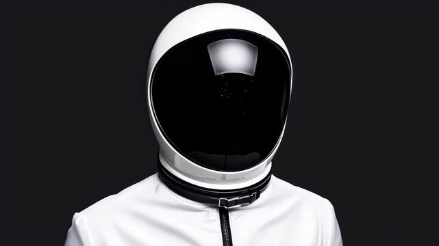 Astronaut's Portrait: A solitary astronaut, encased in a sleek, futuristic helmet and attire, gazes forward with a sense of wonder and anticipation.