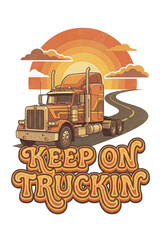 Retro Sunset Keep On Truckin? Illustration