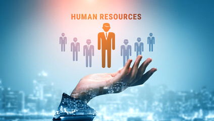Human Resources (HR) management and corporate leadership. A concept of team building, recruitment, and employee management for company success. Motif