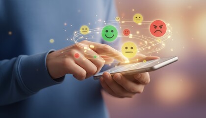 User Interaction, Emotions, Digital Device, Mobile Technology, Bright Background, Close-up View, Emotional Engagement