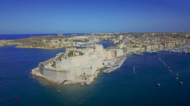 Aerial View of Valletta Harbour with Fort St. Elmo and City, Malta