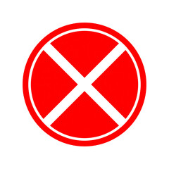 Obraz premium Red Circle with White Cross Mark Prohibited Warning Sign Vector Icon 