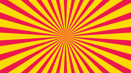 Vibrant Red and Yellow Radial Sunburst Background for Pop Art and Comic Design
