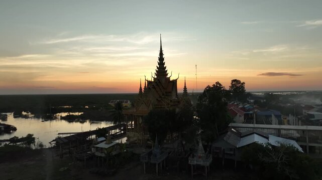 Sacred temple and floating fishing village Tonle Sap