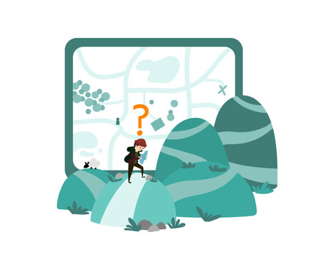 Lost Tourist with Map &ndash; Navigation, Travel and Direction Concept