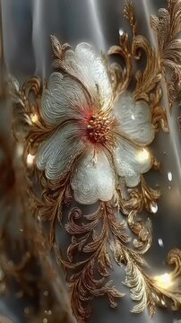 Ornate Baroque Floral Sculpture with Glowing Lights.