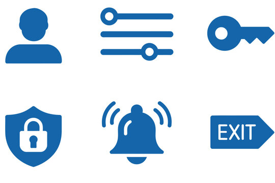 User account vector icon collection including profile, settings, and privacy symbols, flat monochrome design perfect for app interfaces, website dashboards, account management, and user interface