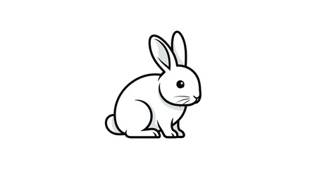 Obraz premium Cute Cartoon Rabbit Animal Pet Outline Drawing, isolated white background