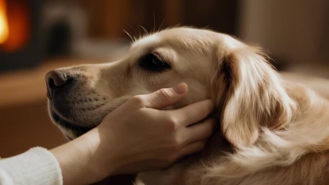Close-up of Person Petting Dog for Comfort and Wellness