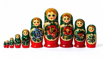 Colorful Matryoshka Dolls - A Traditional Russian Nesting Doll Set.