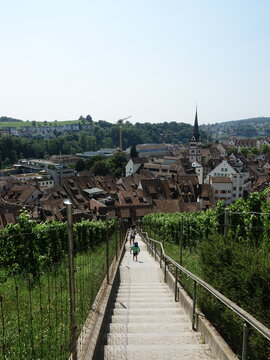 escalier qui m&egrave;ne &agrave; la forteresse du Munot &agrave; Schaffhausen