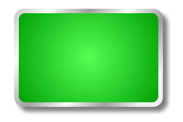 Blank green board in rectangular shape with metallic border.