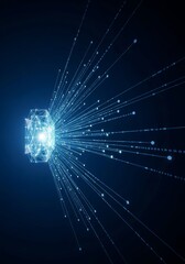 Obraz premium Digital network rapidly expanding and amplifying abstract business structure, illustrating significant leverage from artificial intelligence, capability, efficiency, growth
