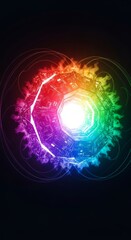 Obraz premium Abstract glowing geometric core structure radiating intense energy heat waves in a dark environment, neon, abstract, plasma