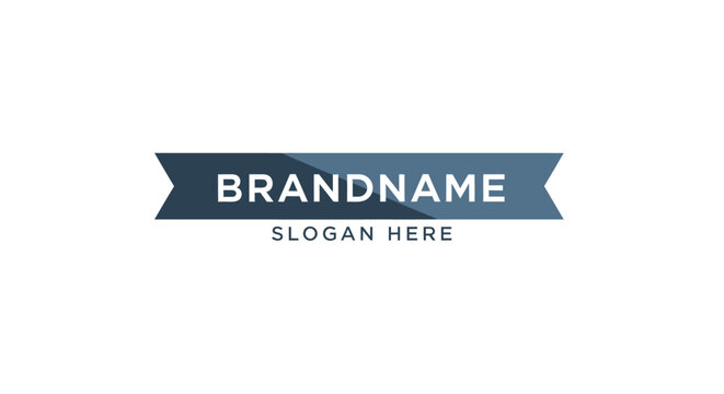 Brand Logo Template with Ribbon Banner Design.