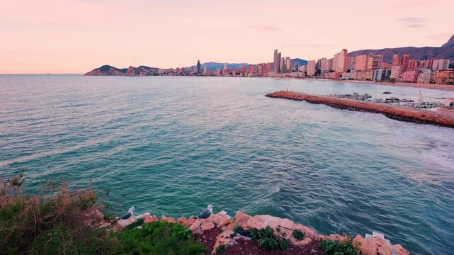 Scenic benidorm cityscape from balcony of the mediterranean