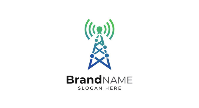 Telecommunication Tower Logo Design Template.