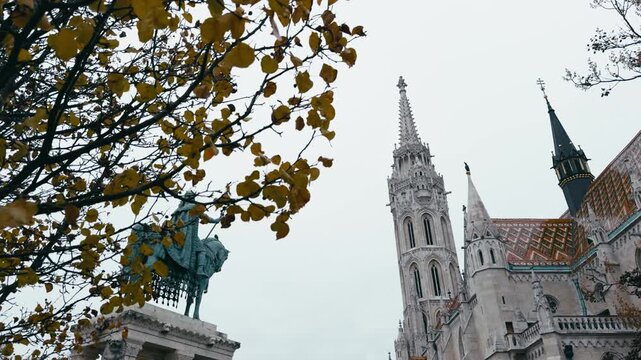 Saint Stephen Horse Statue In Front Of The Matthias Church 