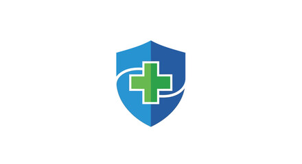 Obraz premium Green Cross Medical Shield Logo.