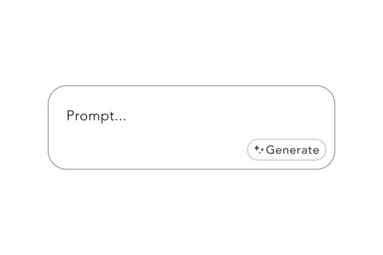 User interface element of a prompt input box for generative AI or LLM with copy space and a generate button in vector