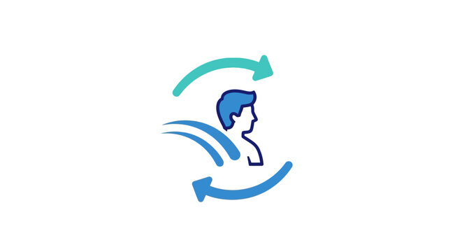 Head Rotation Blue Icon Graphic.
