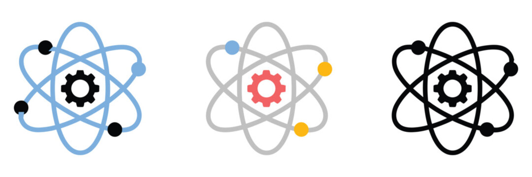 Fusion icon set in multiple styles, including vector illustrations for flat, outline, and glyph designs, perfect for science, energy, tech, innovation, and user interface or business graphic